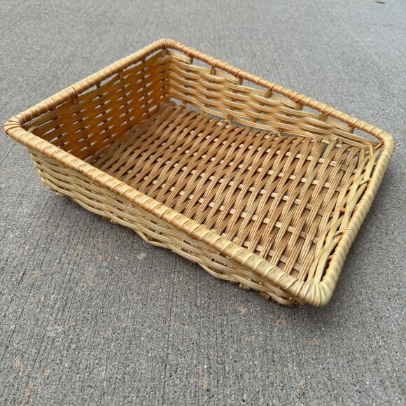 Wicker Slanting Storage Basket Tray Paper Letter‎ Desk Top Homework Bills File - Picture 3 of 8